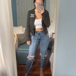 Grey Zip Up Abercombie logo sweatershirt